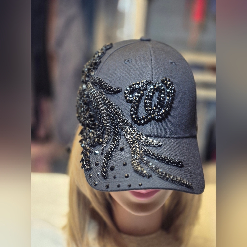 Custum Black On Black Washington Nationals Cap
